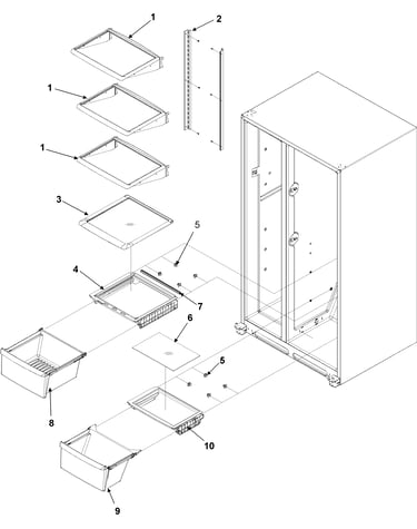 Crisper assy & ref shelf