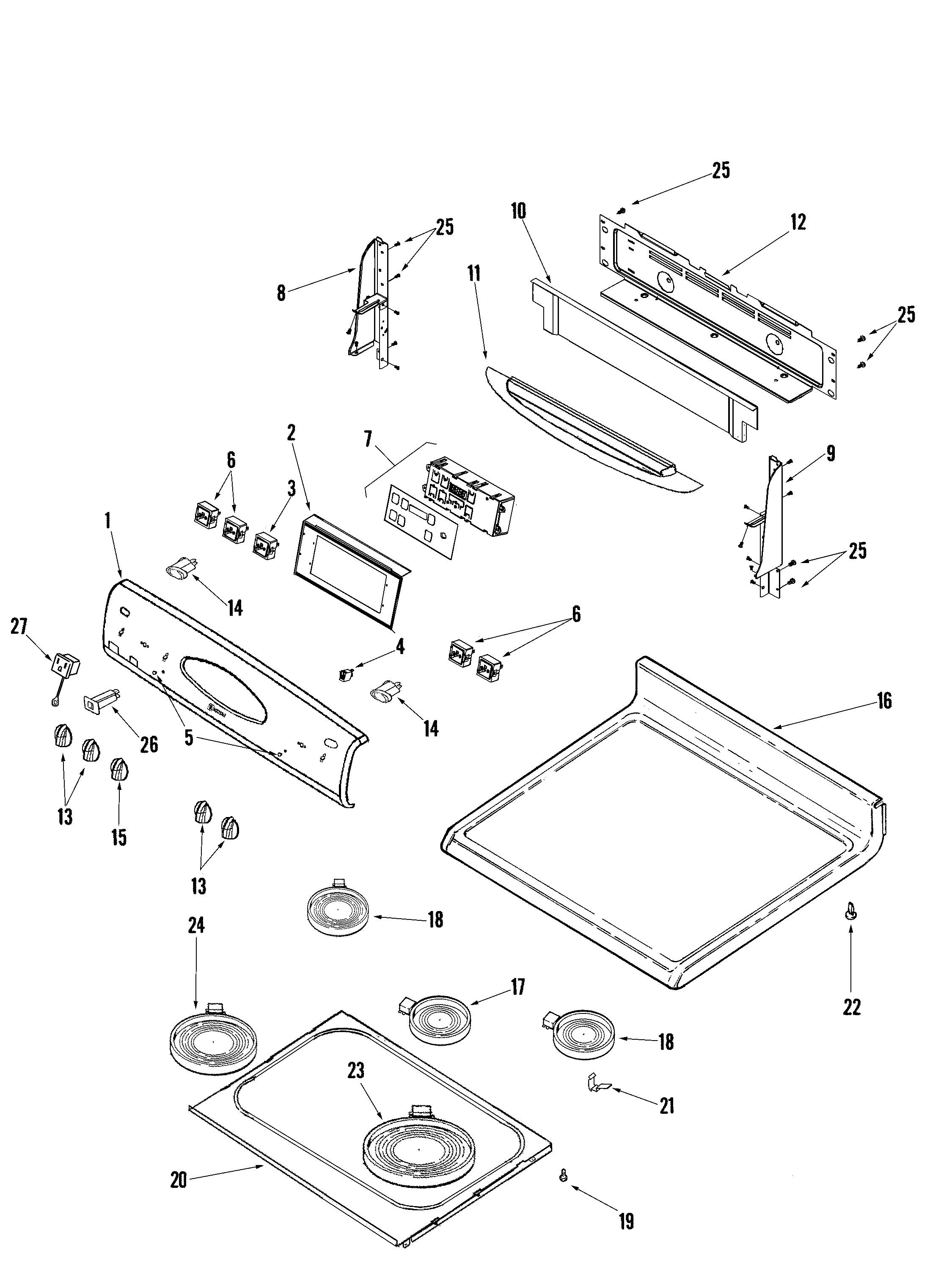 Control panel/top assembly