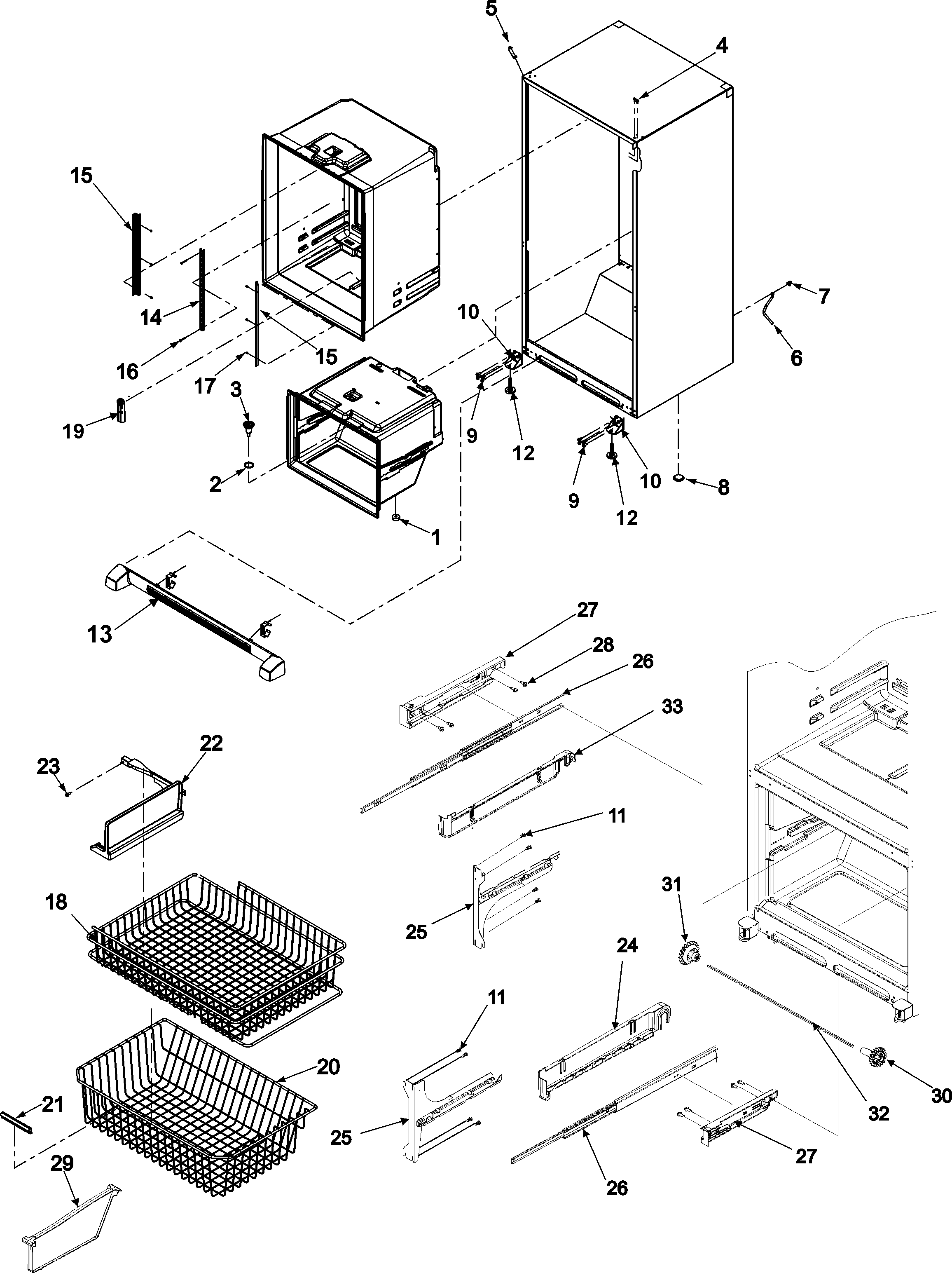Interior cabinet & freezer shelving