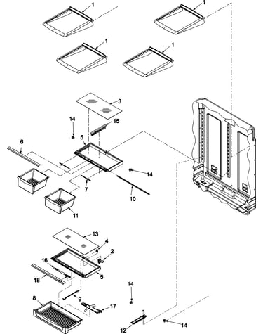 Refrigerator shelving