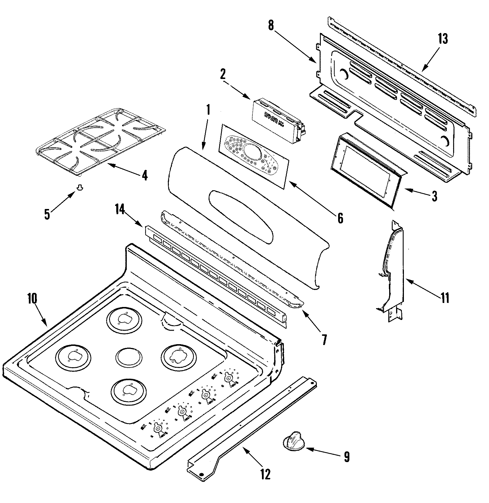 Control panel/top assembly