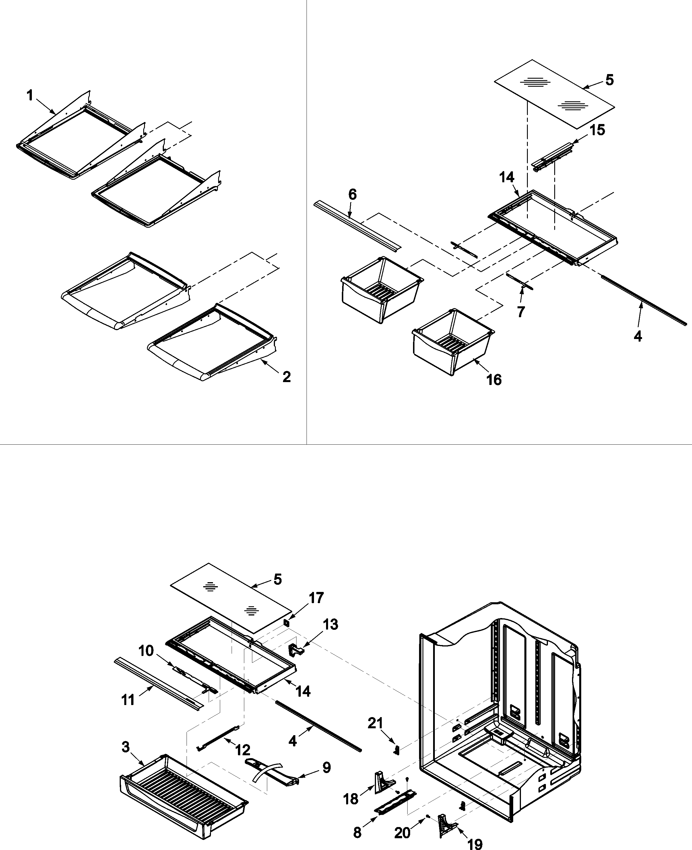 Refrigerator shelving