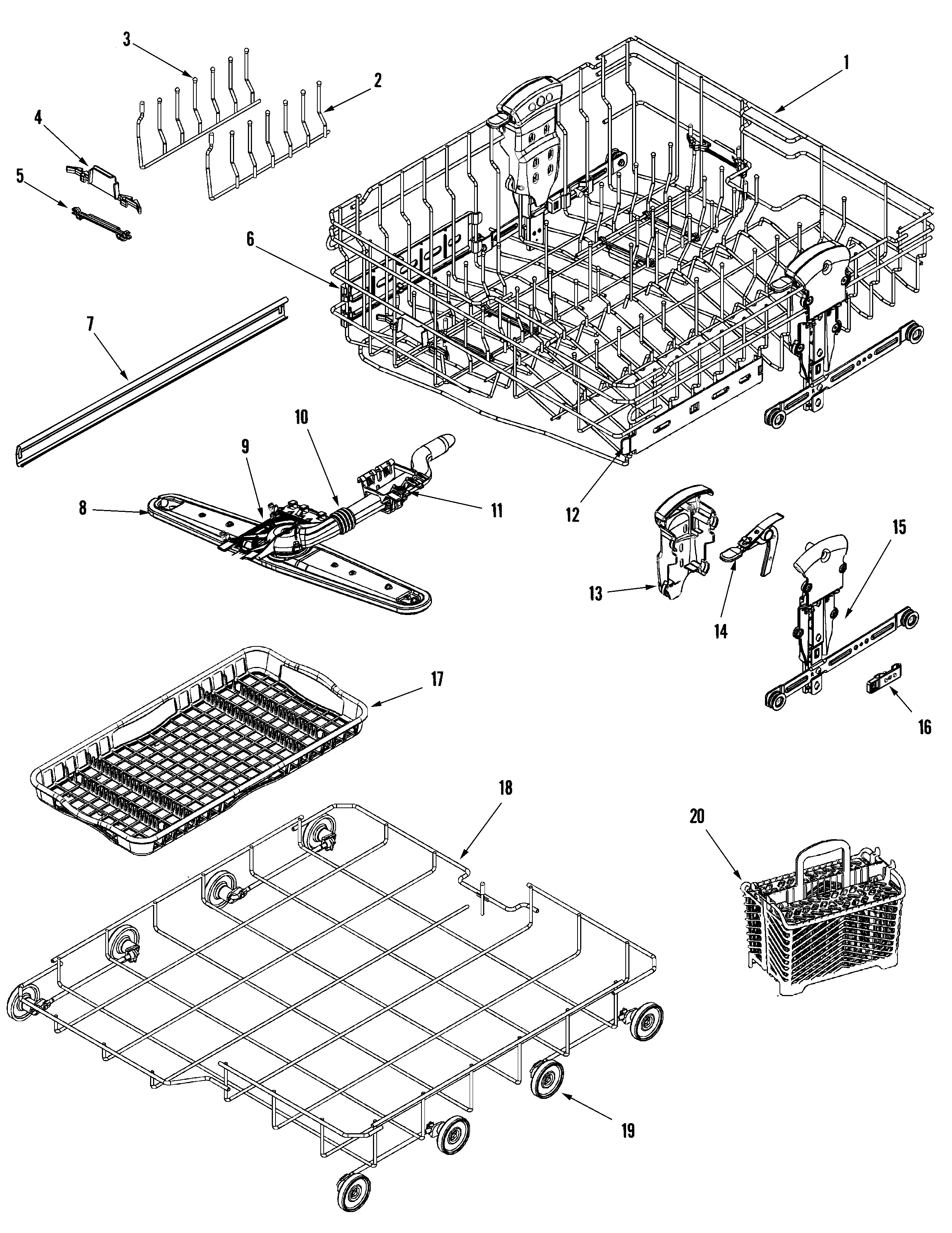 Rail & rack assembly (mdl/lwr)