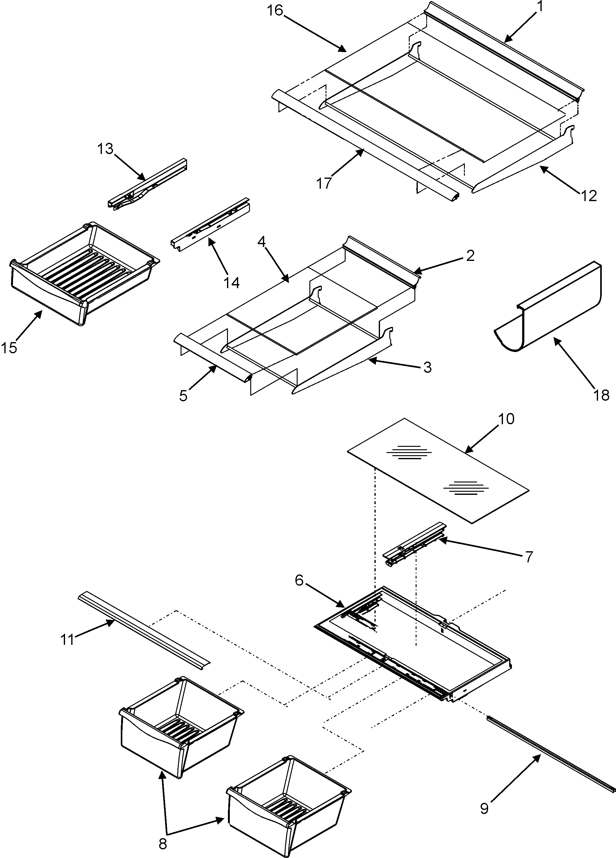 Refrigerator shelves