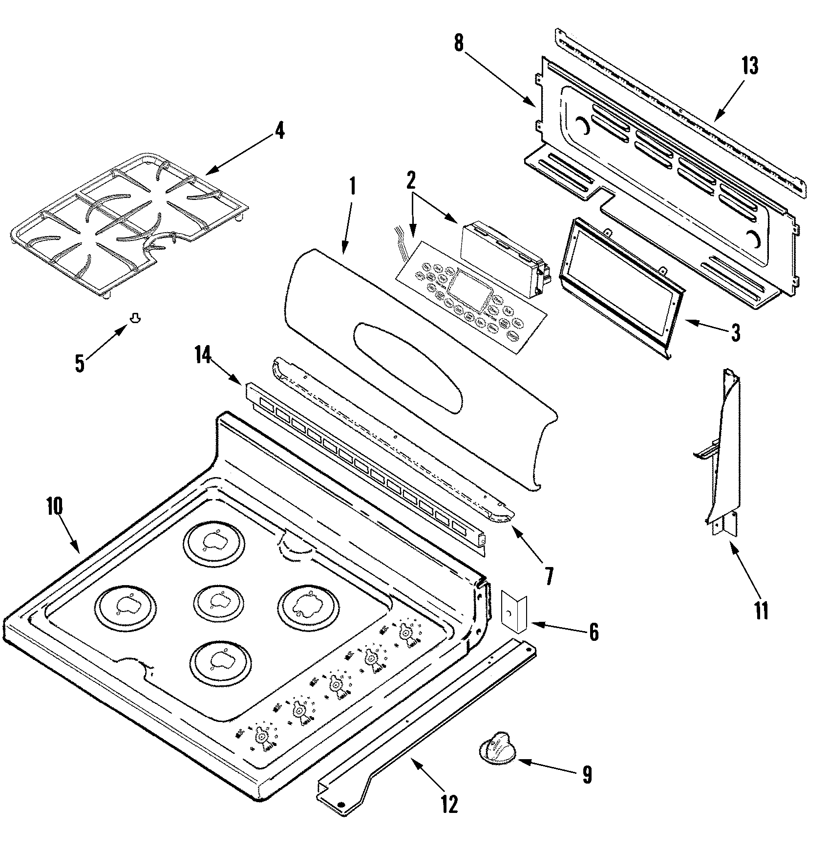 Control panel/top assembly