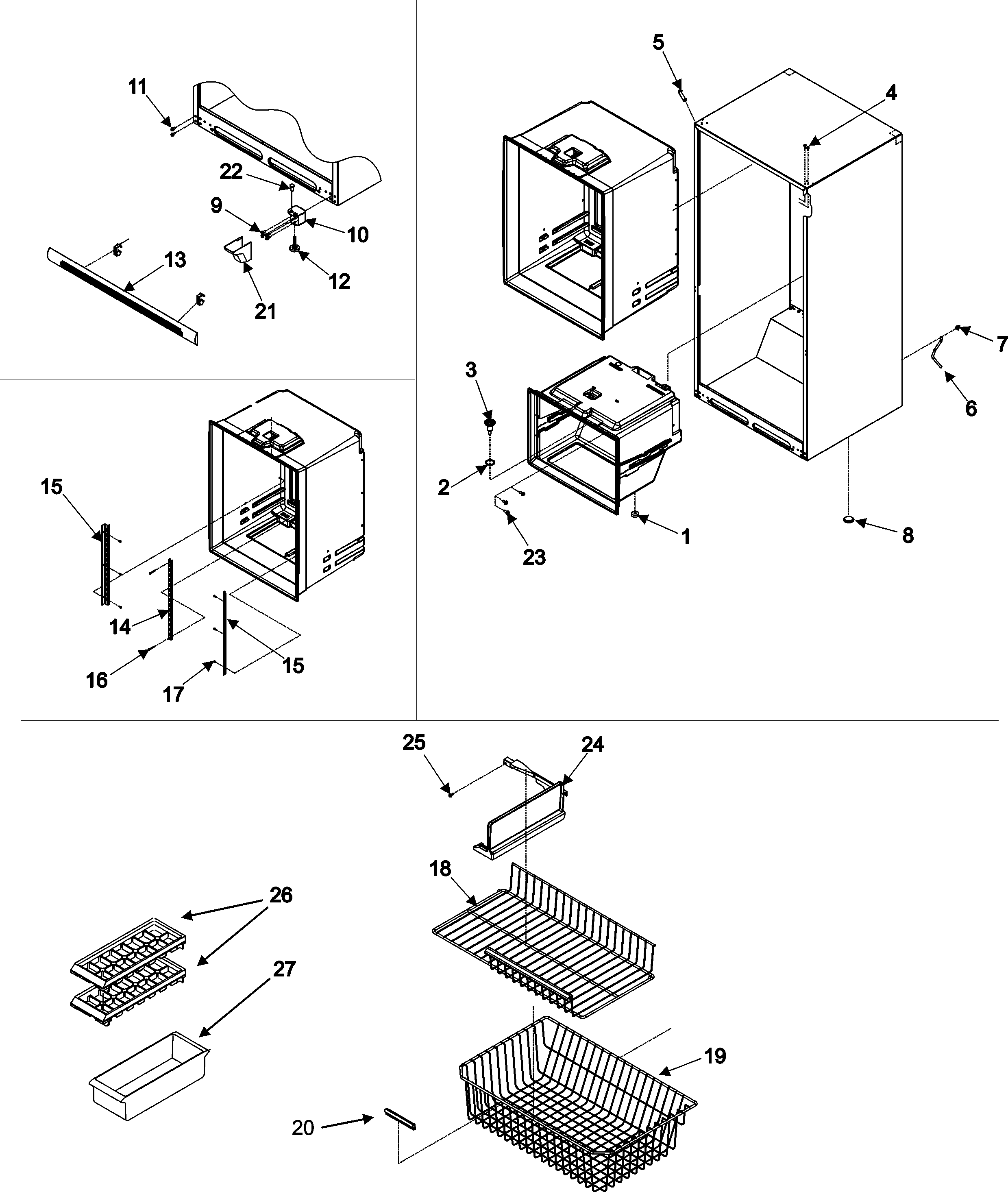 Interior cabinet & freezer shelving