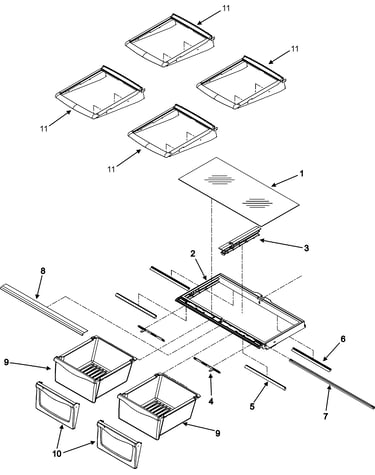 Shelves & crisper assembly
