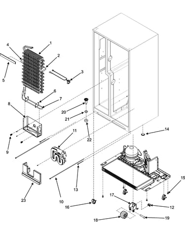 Evaporator assy./rollers/water tank
