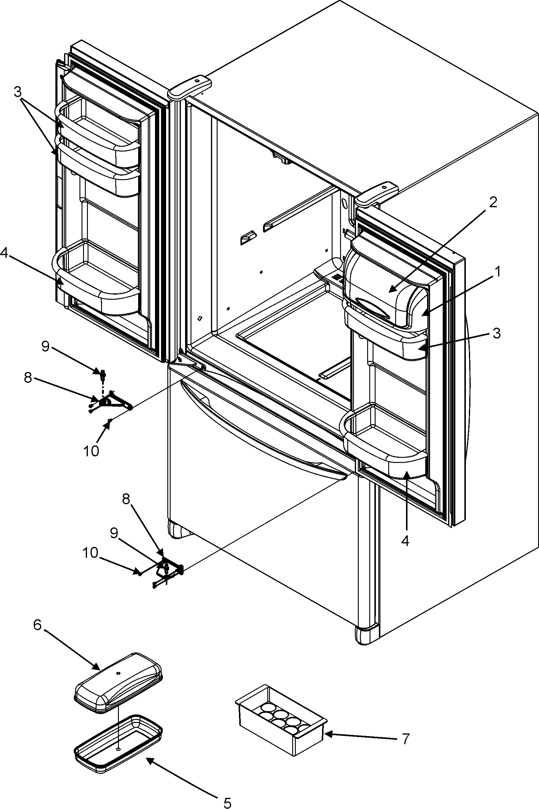 REF DR STORAGE & CENTER HINGES