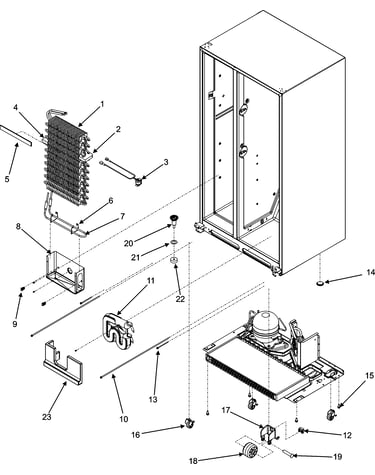 Evaporator assy./rollers/water tank