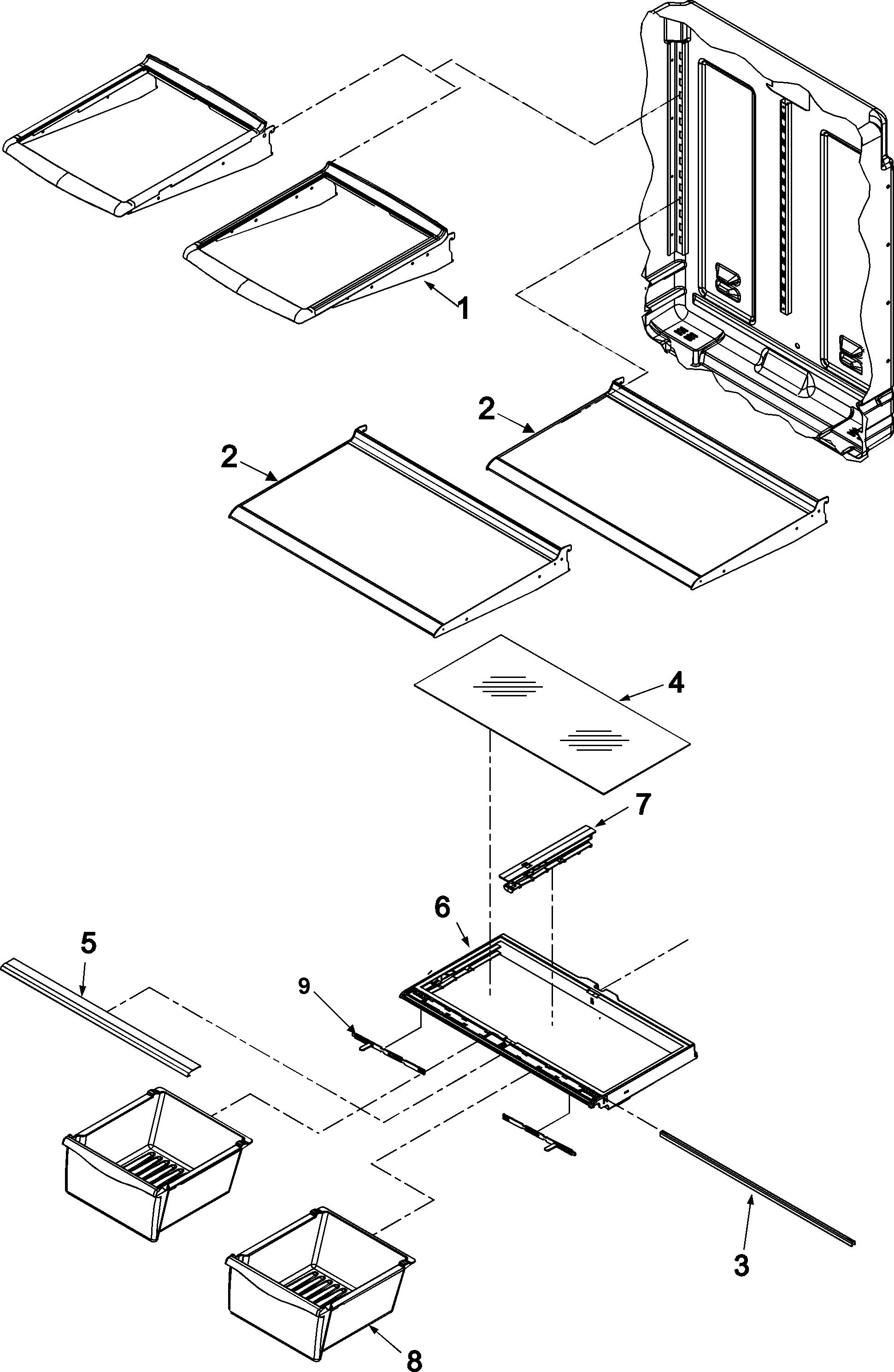 Refrigerator shelving