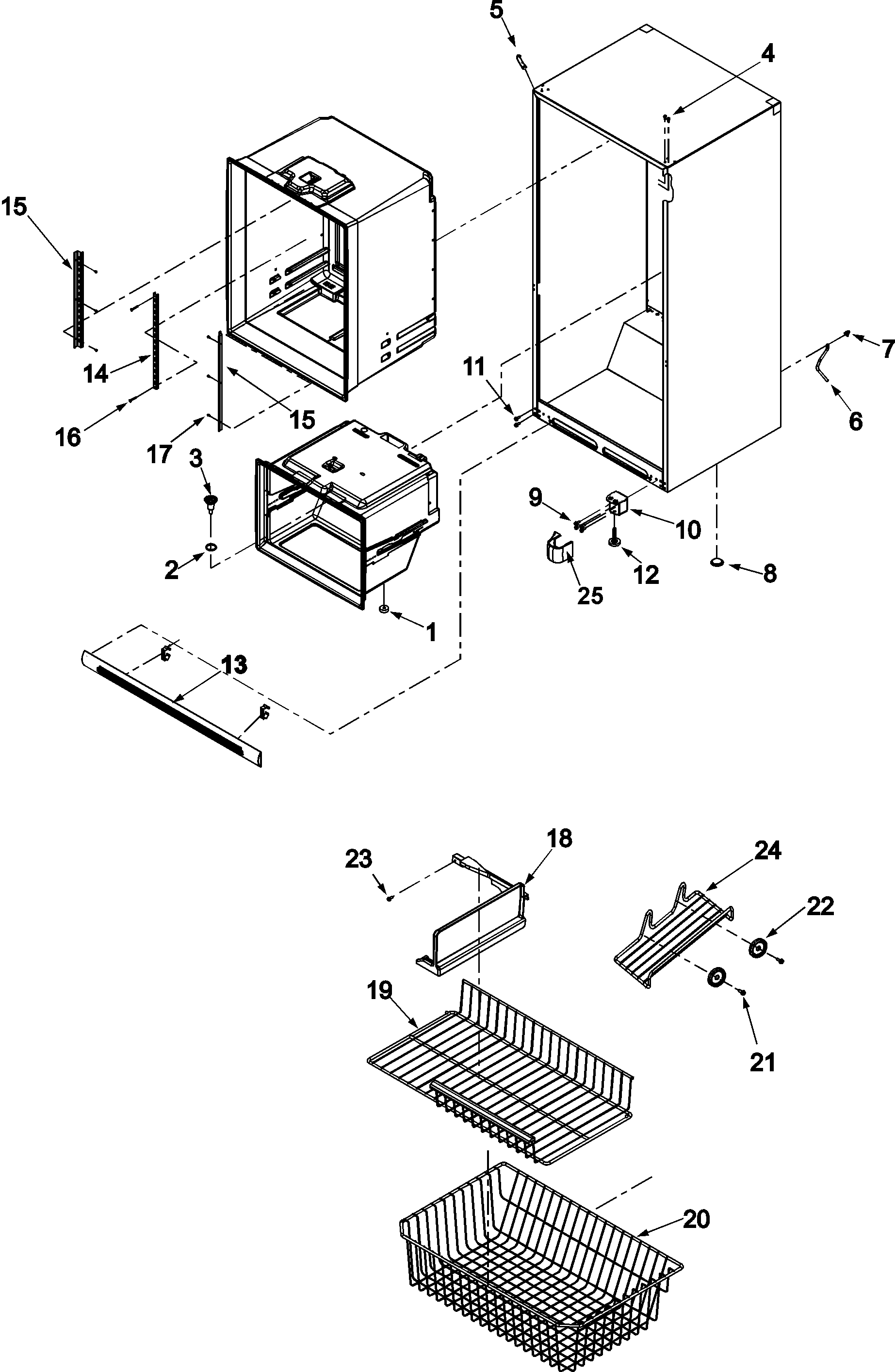 Interior cabinet & freezer shelving