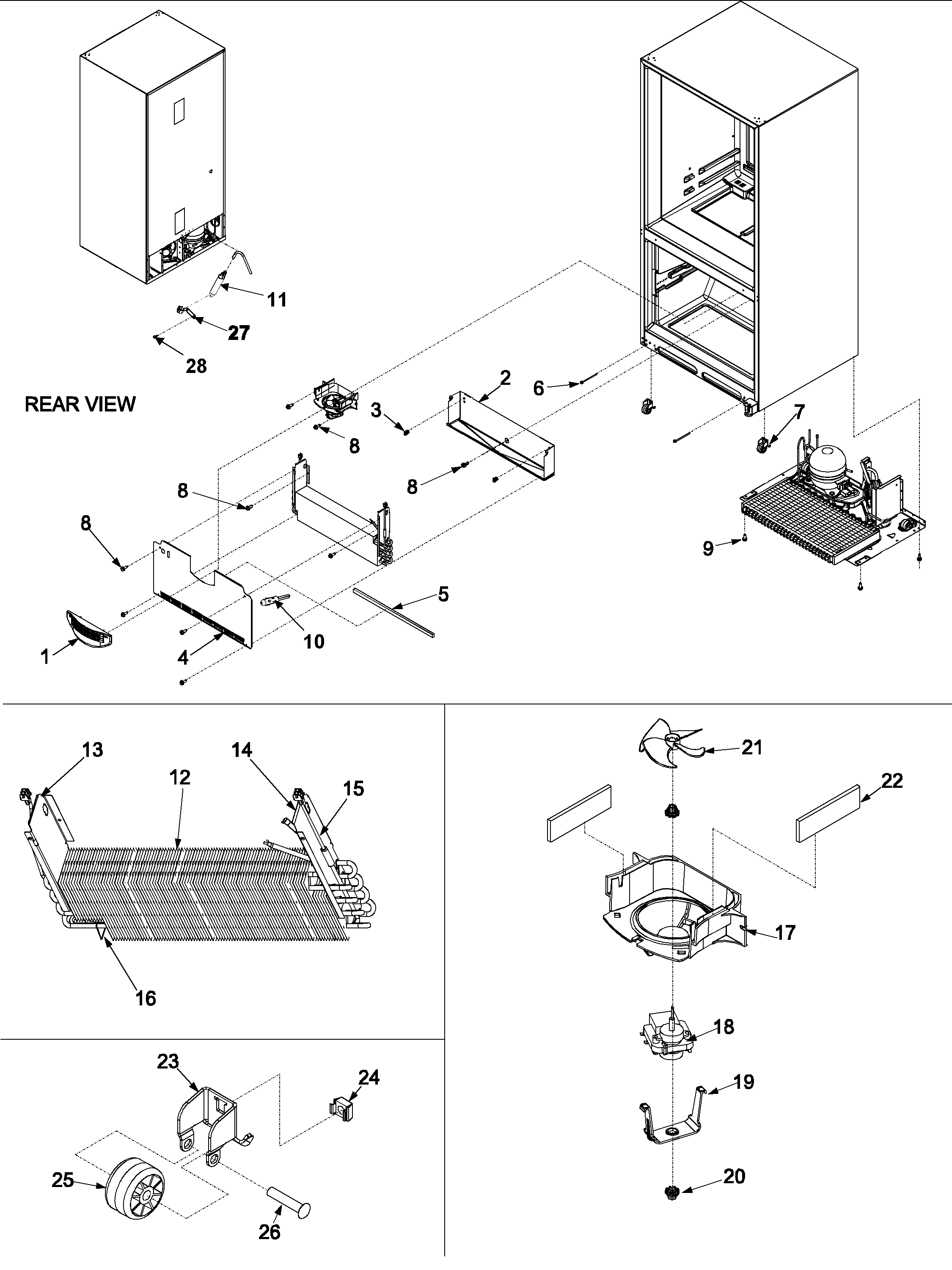 Evaporator area & rollers