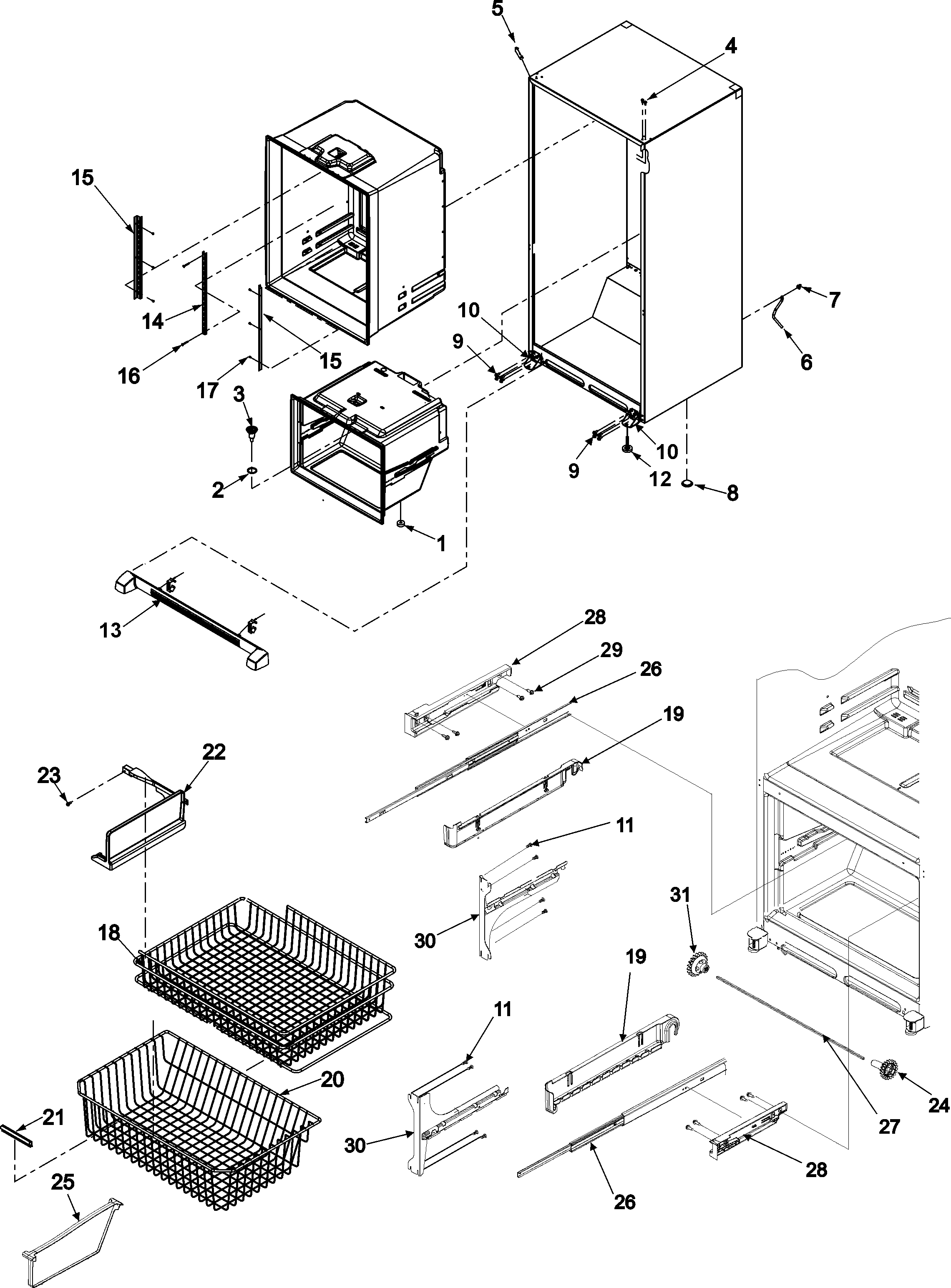 1nterior cabinet & freezer shelving