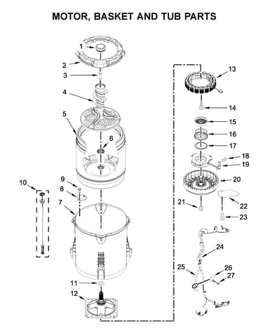 Motor, basket and tub parts