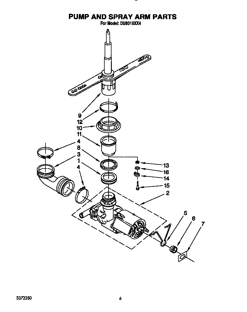 Pump and spray arm