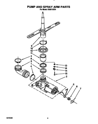 Pump and spray arm