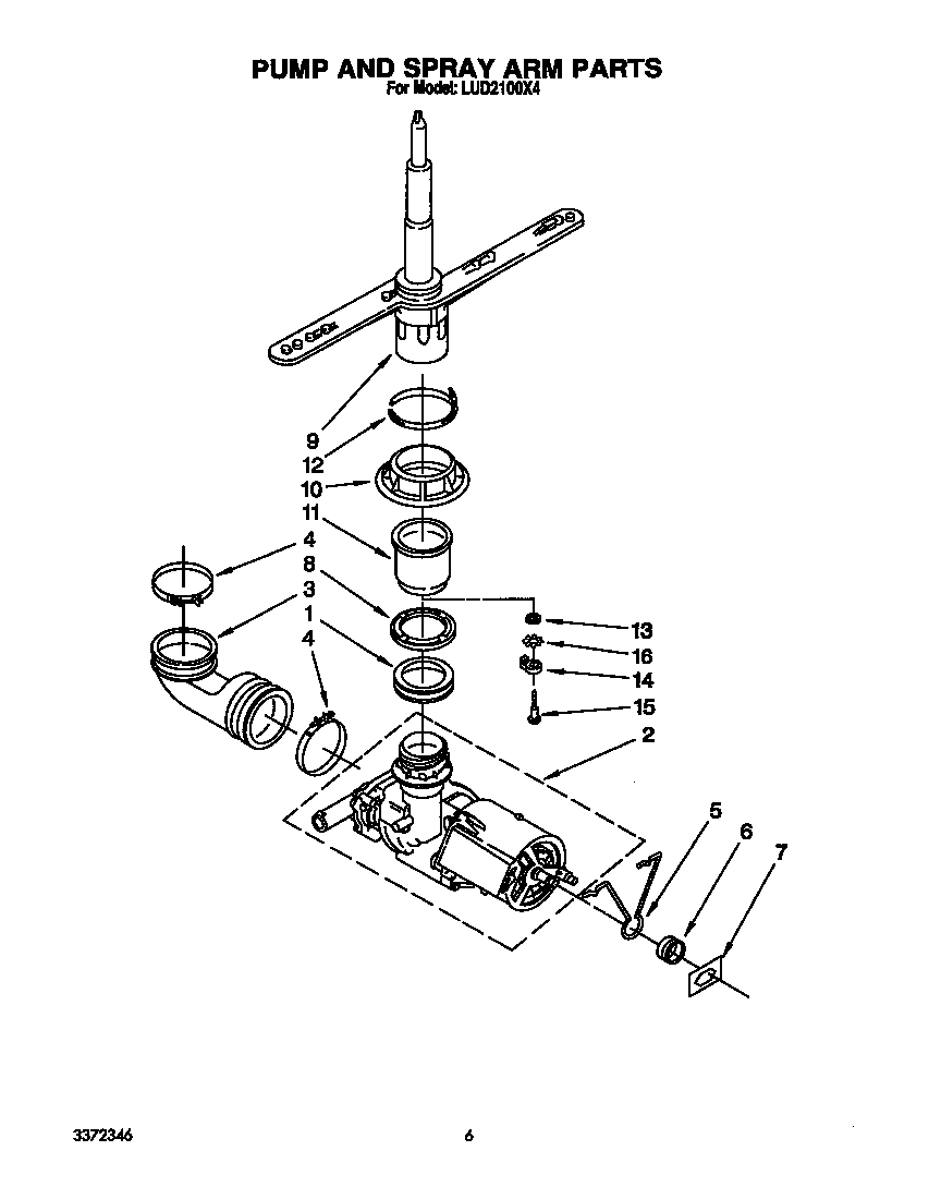 Pump and spray arm