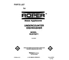 Roper WU5750Y1 front cover diagram