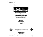 Roper WU4500Y1 front cover diagram