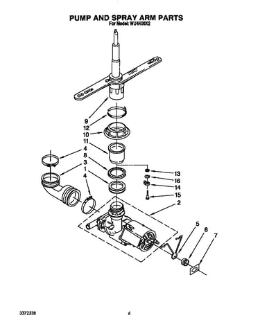 Pump and spray arm