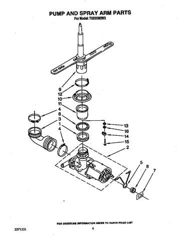 Pump and spray arm
