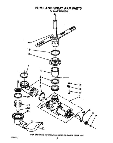 Pump and spray arm