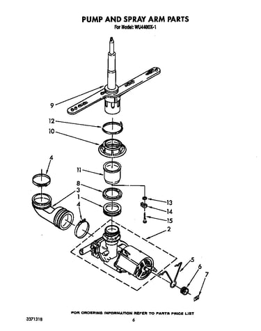 Pump and spray arm