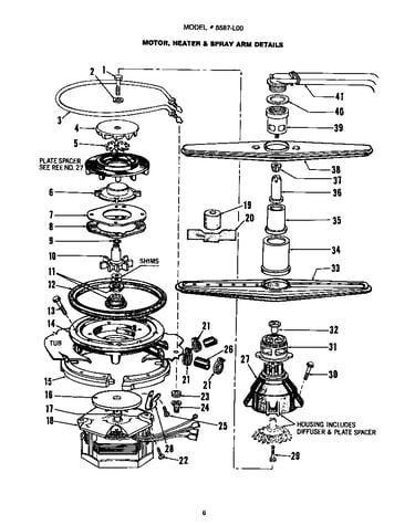 Motor, heater and spray arm