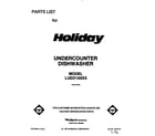 Holiday LUD2100X5 front cover diagram