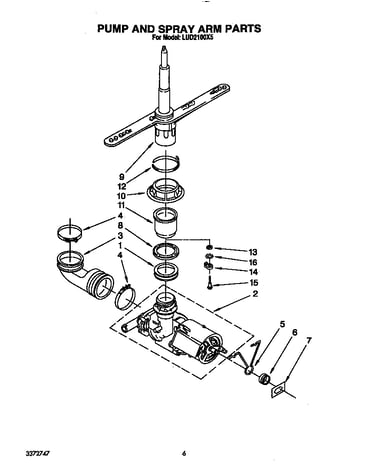 Pump and spray arm