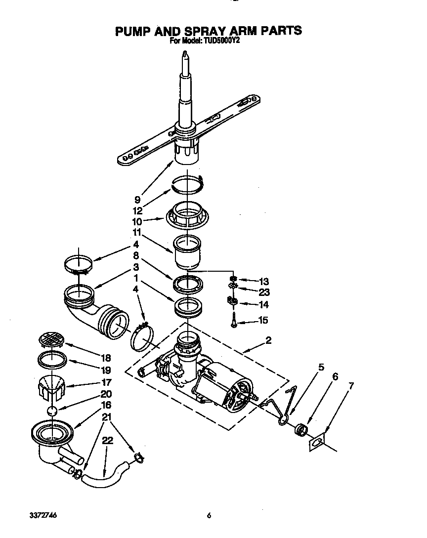 Pump and spray arm