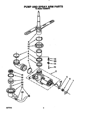 Pump and spray arm