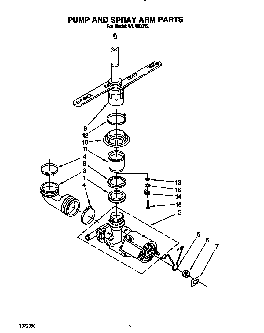 Pump and spray arm