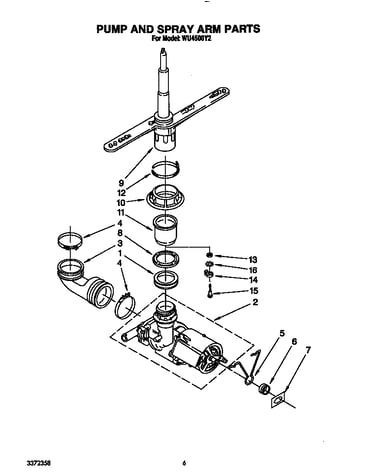 Pump and spray arm