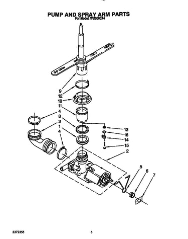 Pump and spray arm
