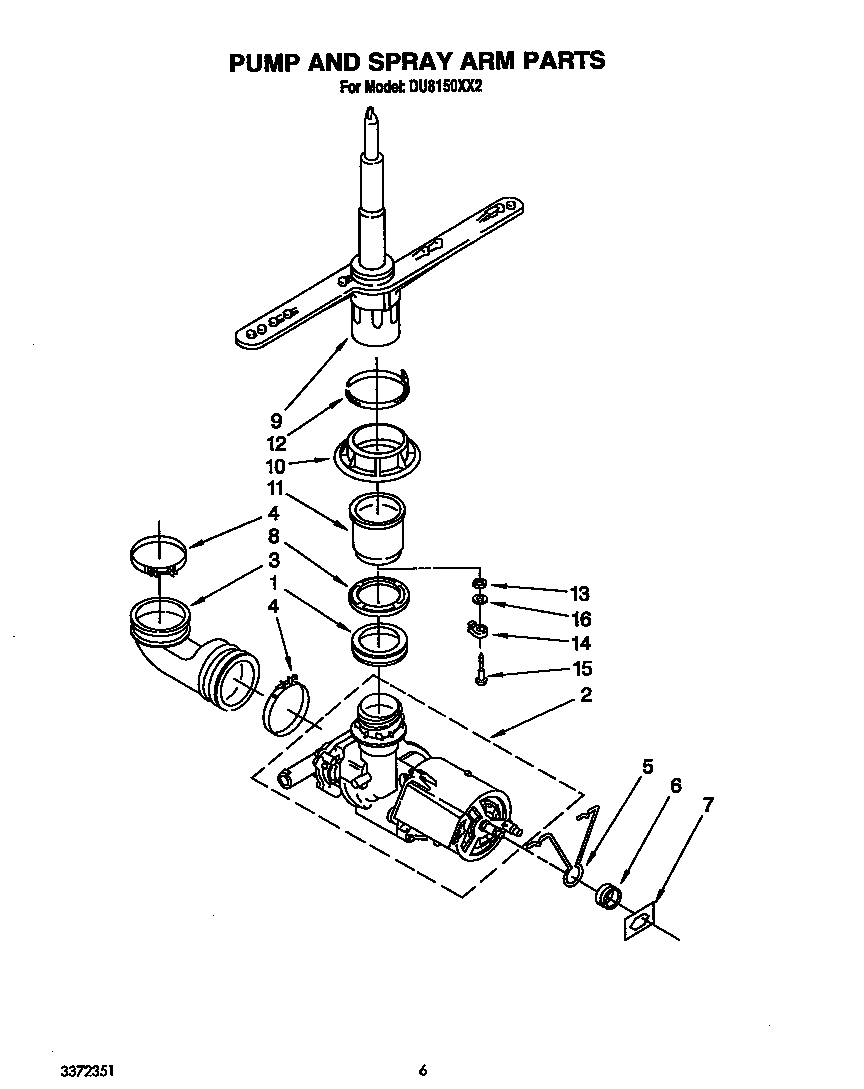 Pump and spray arm