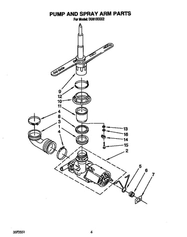 Pump and spray arm