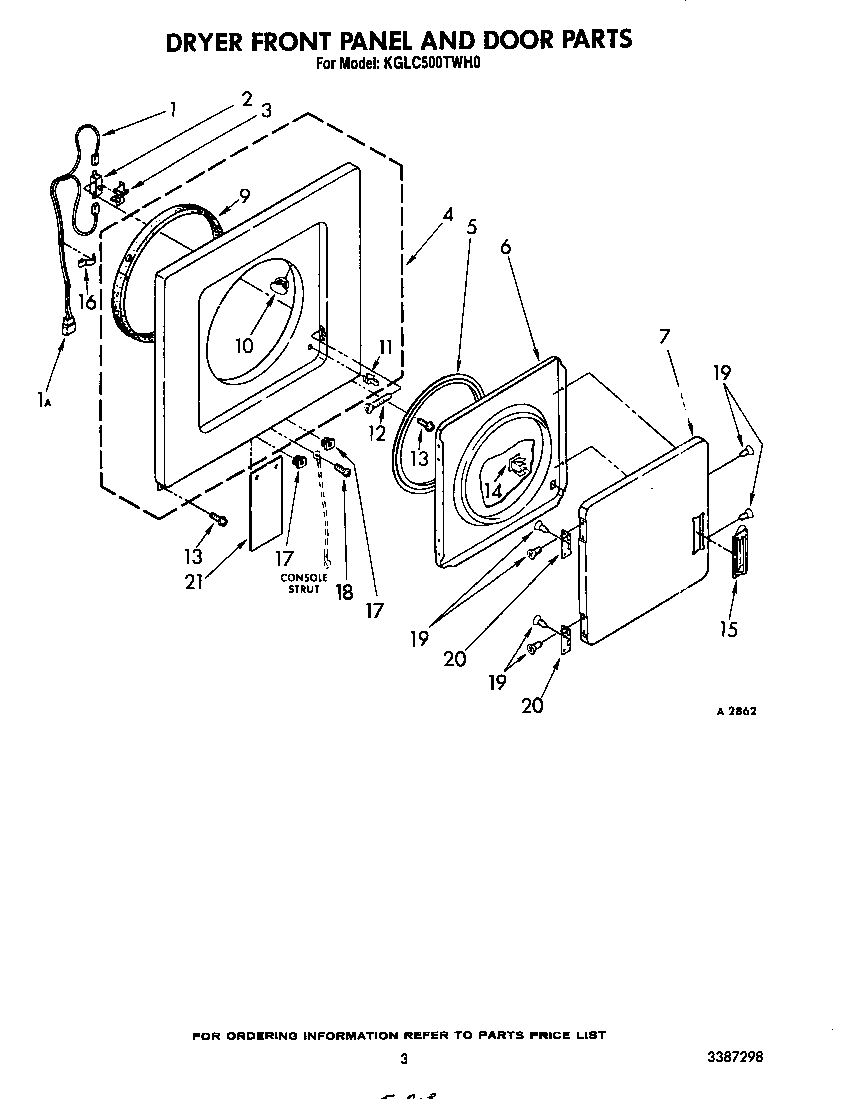 Dryer front panel and door