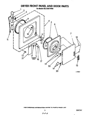 Dryer front panel and door