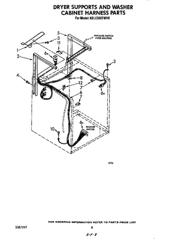 Dryer supports and washer cabinet harness