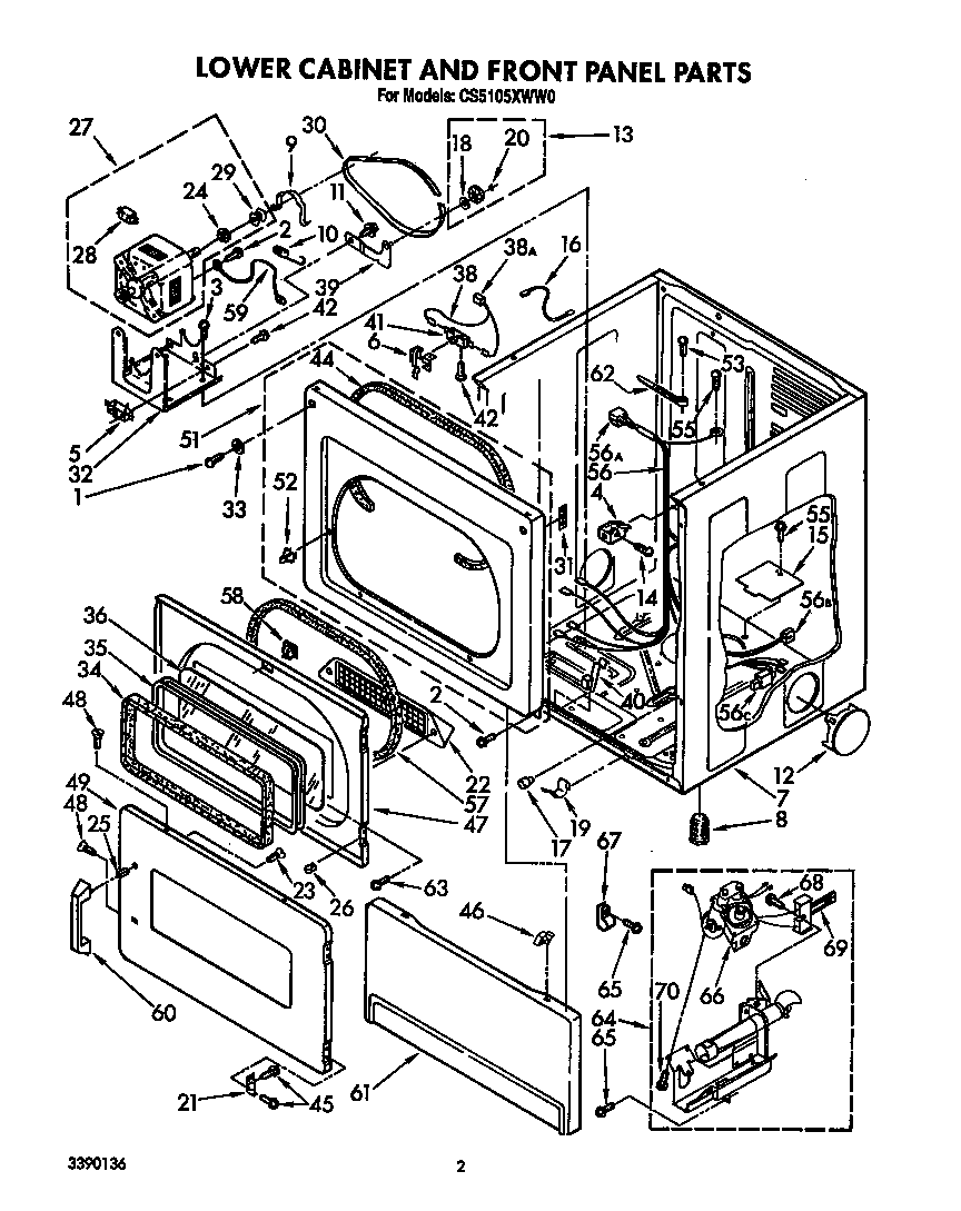 Lower cabinet and front panel