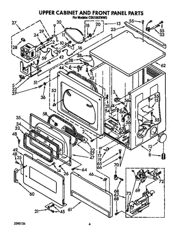 Upper cabinet and front panel
