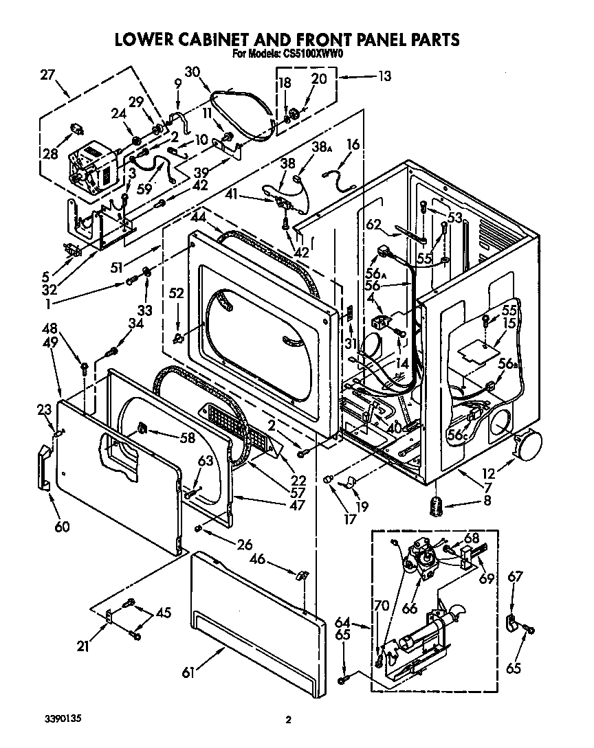 Lower cabinet and front panel