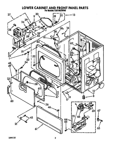 Lower cabinet and front panel