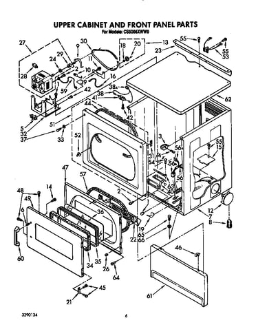Upper cabinet and front panel