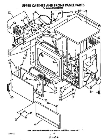 Upper cabinet and front panel