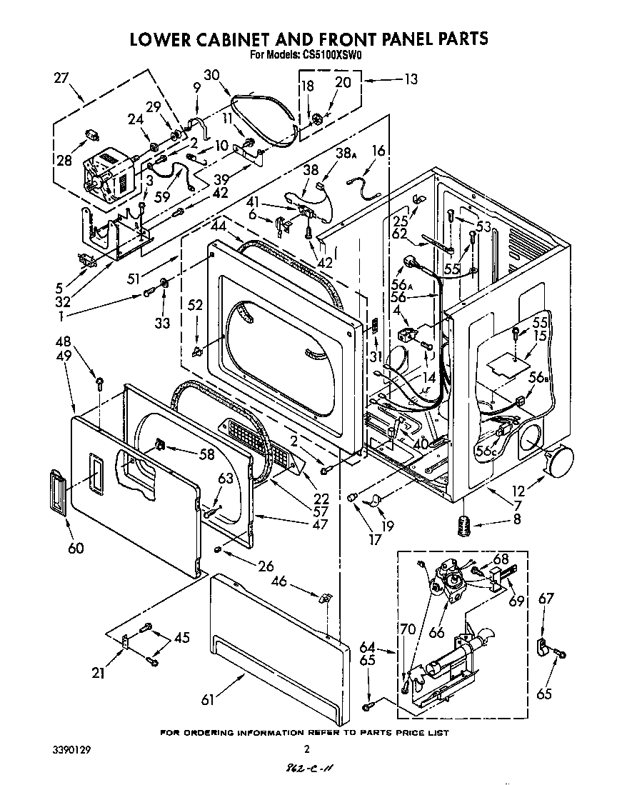 Lower cabinet and front panel