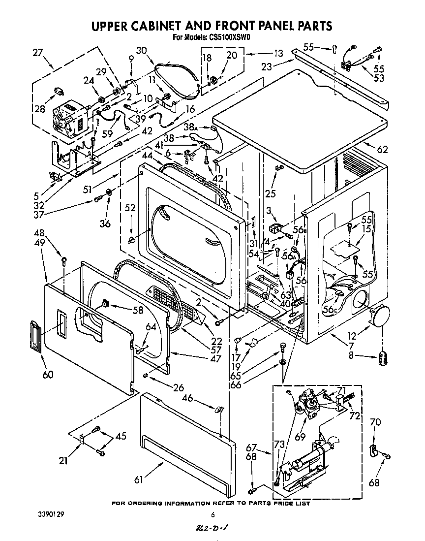 Upper cabinet and front panel