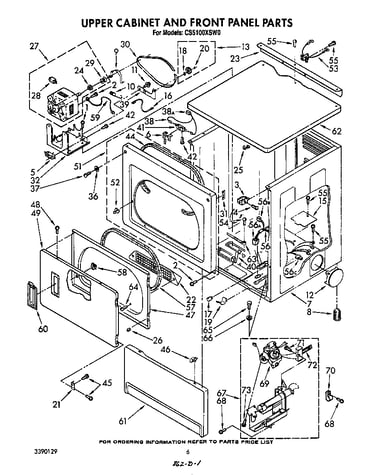 Upper cabinet and front panel
